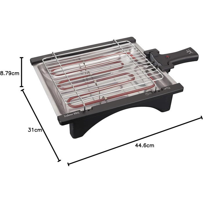 BQ95 Electric Grill, perfect for two people, smoke-free, odor-free, detachable grill with 2 height levels, stainless steel tray, healthy cooking with water [Energy efficiency class A]