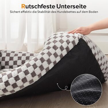 FURTIME Dog Bed, Large Dogs, Non-Slip Dog Beds, Washable Dog Basket, Anti-Anxiety Plush Dog Bed, Suitable for Large Labrador Retrievers, German Shepherds, 89×63×23 cm (M(63×53×20 cm), Chocolate)