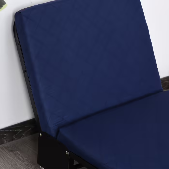 HOMCOM Folding Guest Bed 2-in-1 with Adjustable Headrest and Wheels, Steel Frame, Foam, Blue 184x65x26cm for Flexible Sleeping