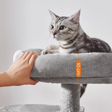 Feandrea Cat Tree, Small Cat Tree, Multi-Tiered, 68 cm, PCT59G (Light Grey)