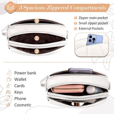 Сумка жіноча через плече кросбоді біла зі шкіри, маленька, з широким ременем та відділенням для карт, знімний ремінець