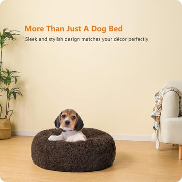 Ортопедичне ліжко для собак HMTOPE: кругла подушка, софа для собак та котів, корзина для собак, зручне, миюче, 70 см Ø, (60 x 60 x 18 см, Коричневий)