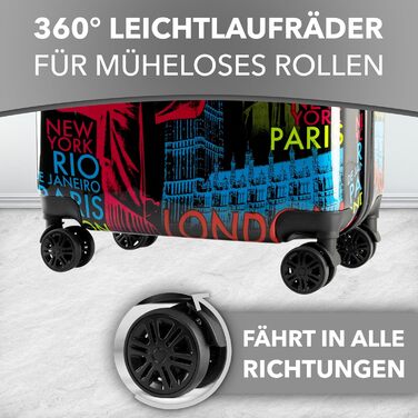 Валіза Xonic Design Reisekoffer з жорстким корпусом, 360° колесами, замком-кодом та полікарбонатом (Neon Cities, M)