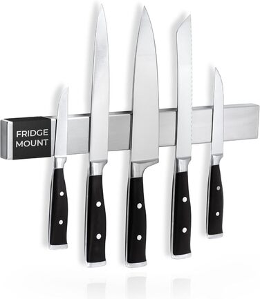 CUCINO Magnetic Knife Strip with Extra Strong Magnet - Specifically for the Refrigerator, Double-Sided Stainless Steel Strip - 40cm