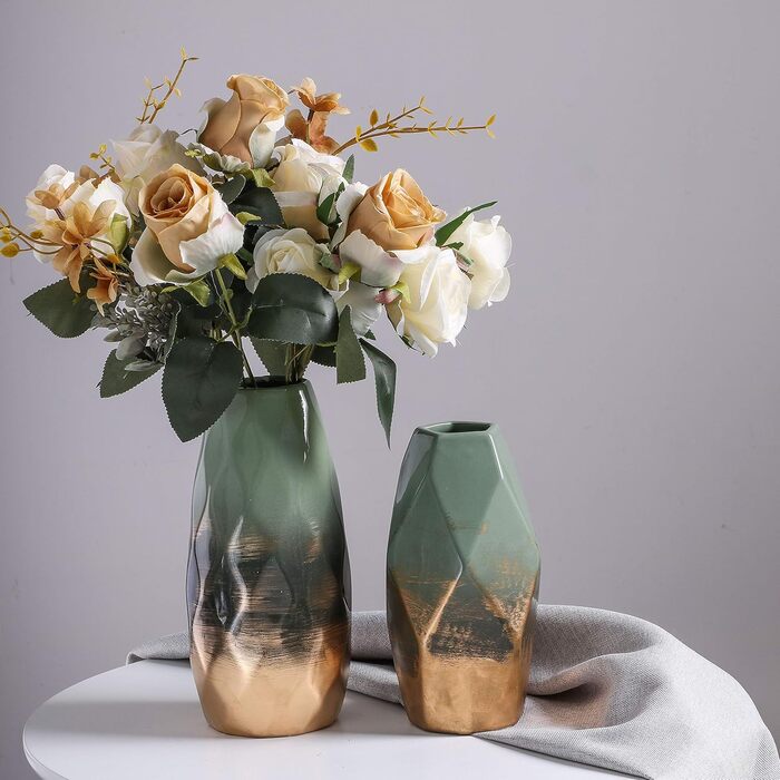 Керамічна ваза TERESA'S COLLECTIONS Grüne Golde - декор для дому, 20 см, для сухоцвітів та пампас трави