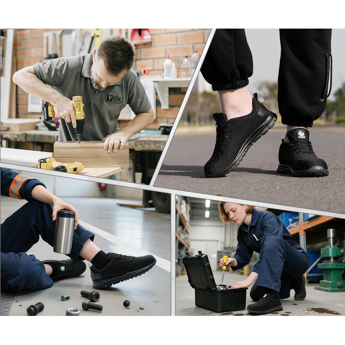 Захисні черевики DYKHMILY для жінок та чоловіків: легкі, антипрокольні, зі сталевим підноском, спортивні, чорні, розміри 39-49 EU