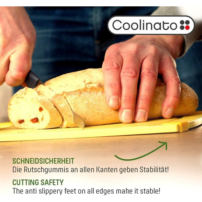Набір кухонних дощок Coolinato з пластику сірого кольору (3 шт.) S/M/L - антибактеріальні, з жолобком для соку, неслизькі кутики та ручки. 3 розміри для гігієнічного розділення. Можна мити в посудомийній машині.