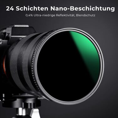 Фільтр ND K&F Concept Nano-D Serie 82mm, змінний (ND8-2000), 3-11 ступенів затемнення