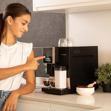 Автоматична кавомашина Cecotec Cremmaet Compactccino Black Rose, 19 Бар, з контейнером для молока, термоблоком, 5 рівнями помелу, резервуаром для кави 150 г