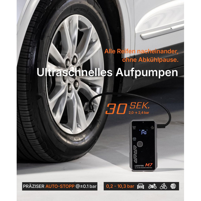 Powerbank для авто Smart Starthilfe з компресором, 12V, 60Wh - Запуск двигуна та підкачка шин, до 8.5л бензину/6.5л дизелю