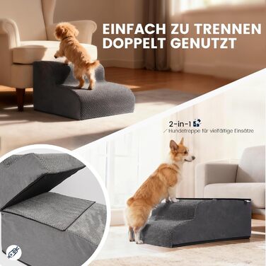 Сходинки для собак Mora Pets: зручні та безпечні для маленьких песиків, 3 сходинки, 50 см, знімний та миючий чохол