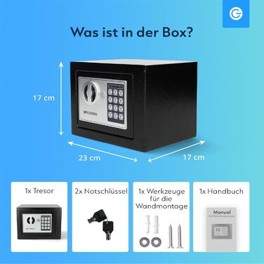 Сталевий сейф Silvergear® Tresor для дому з електронним замком та кодовою панеллю | Сейф для ключів та грошей з 2 ключами