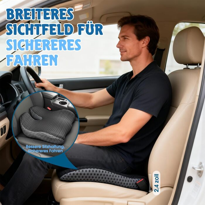 Подушка для сидіння на стілець, в авто, для подорожей та геймінгу з Memory Foam, чорна