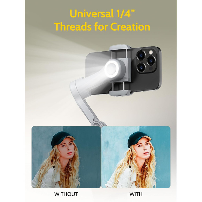 Стабілізатор для смартфона AOCHUAN з 3 осями, для iPhone 16/15 Pro та Android, з розпізнаванням обличчя, 1/4