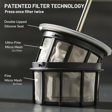 Французький прес ESPRO P0 Ultralight 470 мл, термокружка з нержавіючої сталі, вакуумізольована, для кави, подорожей, кемпінгу, Gun Metal Grey