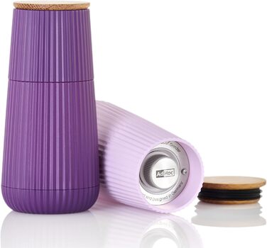 Набір для перцю та солі AdHoc MP155 Scape з керамічним млинком CeraCut®, регулювання помелу, зелений & фіолетовий, у подарунковій упаковці