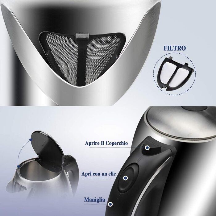 Електрочайник EXTRASTAR з нержавіючої сталі, 1.7 л (1739)