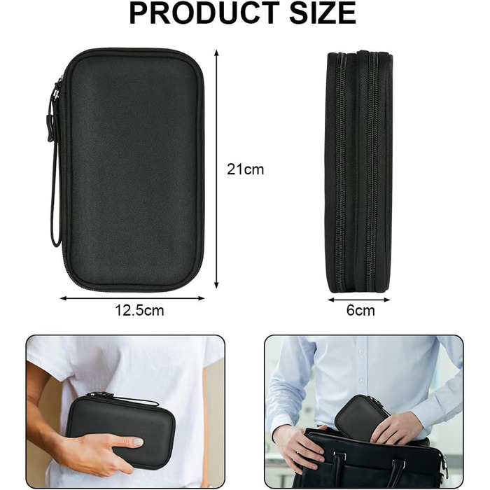 Органайзер для кабелів та аксесуарів: кейс для зарядних пристроїв, USB-накопичувачів та Power Bank (чорний)
