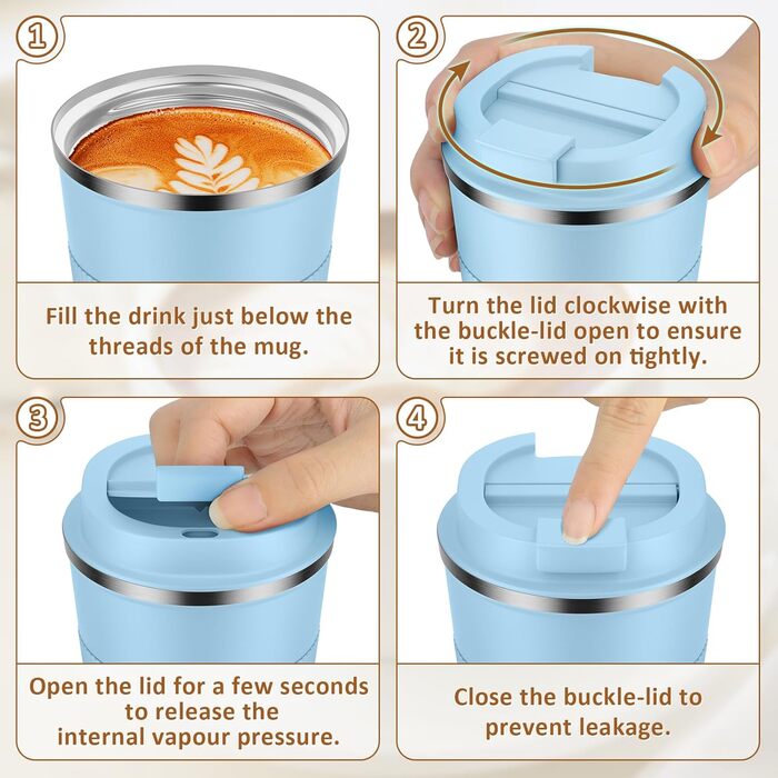 Термокружка для кави та чаю KETIEE 510мл, подвійні стінки, з кришкою, оливковий колір