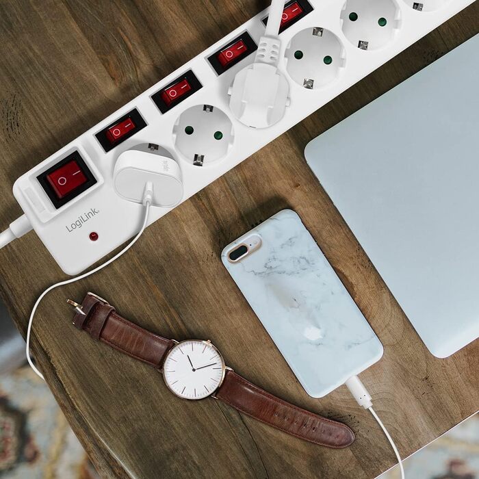 Смуга розподілу LogiLink LPS233 з 6 розетками, захистом від перенапруги та дитячим замком, CEE 7/3 (біла)