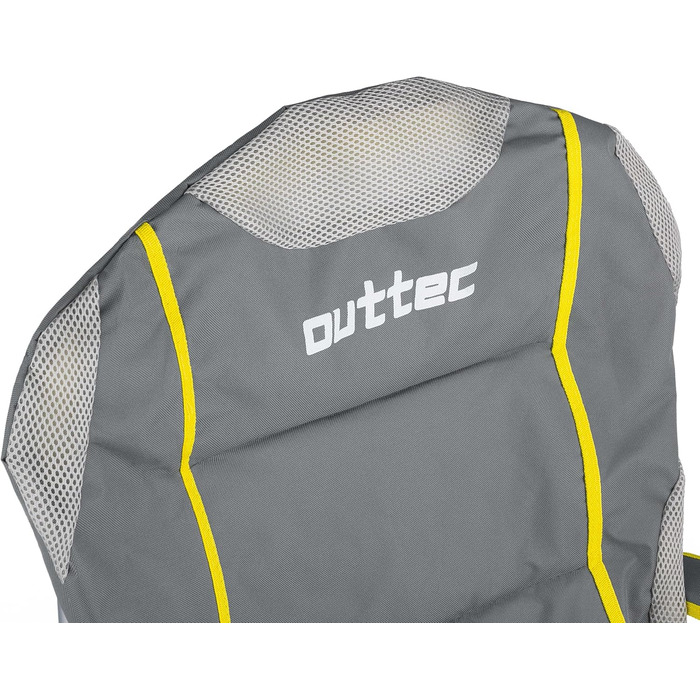 Крісло для кемпінгу Outtec: складне, до 130 кг, з високою спинкою, з підстаканником та сумкою, сіре