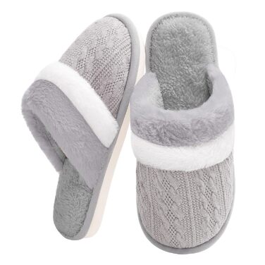 Тапочки жіночі Xnova, плюшеві, м'які, з пам'яттю, антиковзкі, теплі зимові, сірі, 44/45 EU
