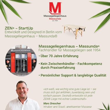 Масажний стіл Zen® Startup: складаний, мобільний, з дерева, регульована висота, для тату та косметології, з підголовником, кремовий