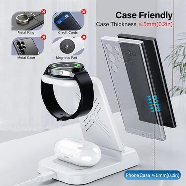 Бездротова зарядка 3-в-1 для Samsung Galaxy S25 Ultra, Watch 8/Ultra/7/6, Buds 3/3 Pro. Підтримка моделей S25/S24/S23, Z Flip 7/Fold 6