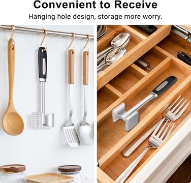 Кльопар для м'яса HOOMIL, двосторонній антипригарний, для шніцелів та стейків - сріблястий квадратний