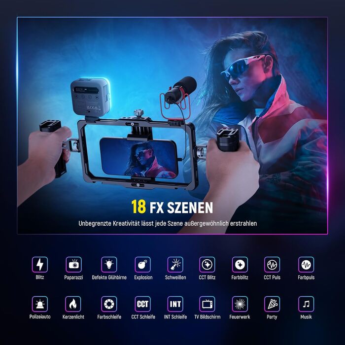 NEEWER BL60C LED-панель для відеозйомки: RGB, 8W, 2700K-7500K, портативна, з акумулятором 4000mAh, метал, CRI 97