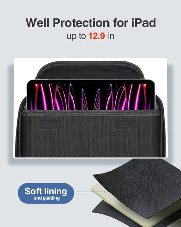 Органайзер для електроніки Luxtude: велика дорожня сумка, подвійний шар, Tech-сумка, органайзер для кабелів, для iPad (до 12,9 дюймів), чорний, XL