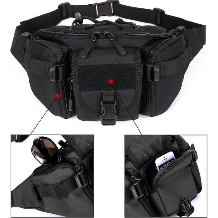 Тактична чоловіча поясна сумка Molle, водонепроникна, унісекс, чорна