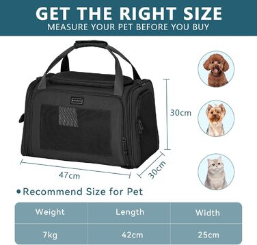 Переносна сумка-переноска для котів та собак Petsfit, розкладний дизайн, з м'яким розкладним килимком, чорна (47x30x30 см)