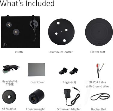 Програвач вінілу Fluance RT81 Elite High Fidelity з картриджем Audio Technica AT95E, чорний глянцевий