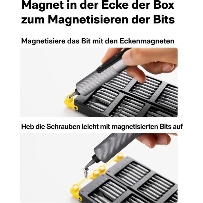 HOTO SNAPBLOQ™ S-A01 Міні Електричний Набір Викруток, Прецизійний Інструмент для Ремонту, 3 Регулювання Моменту, для Телефонів, Ноутбуків, Окулярів та Годинників