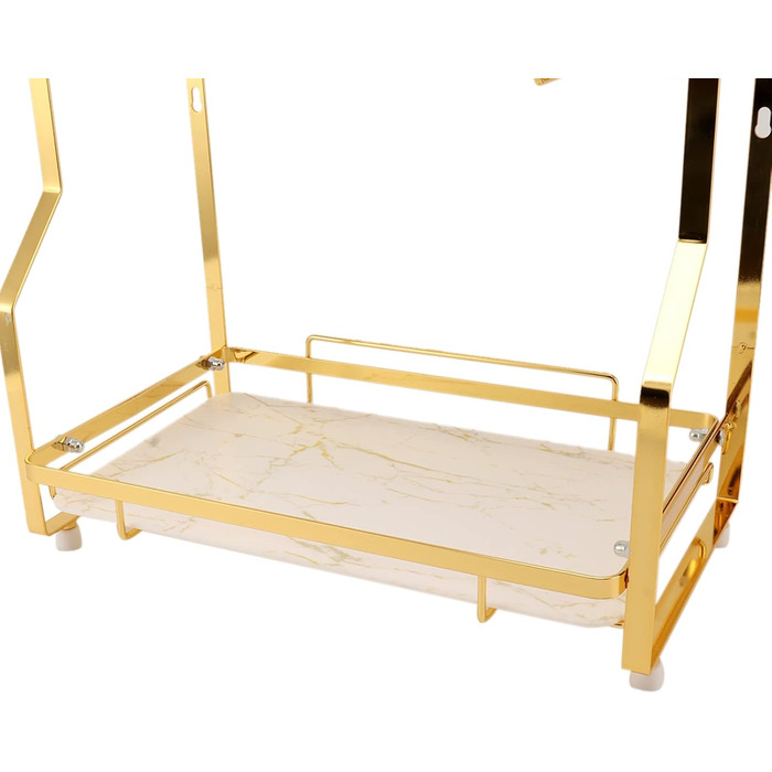 Wall-mounted bathroom shelf with 2 tiers, desk storage shelf for bedroom, kitchen, living room, bathroom, countertop, Nizer for enhanced Nizer and space-saving, gold
