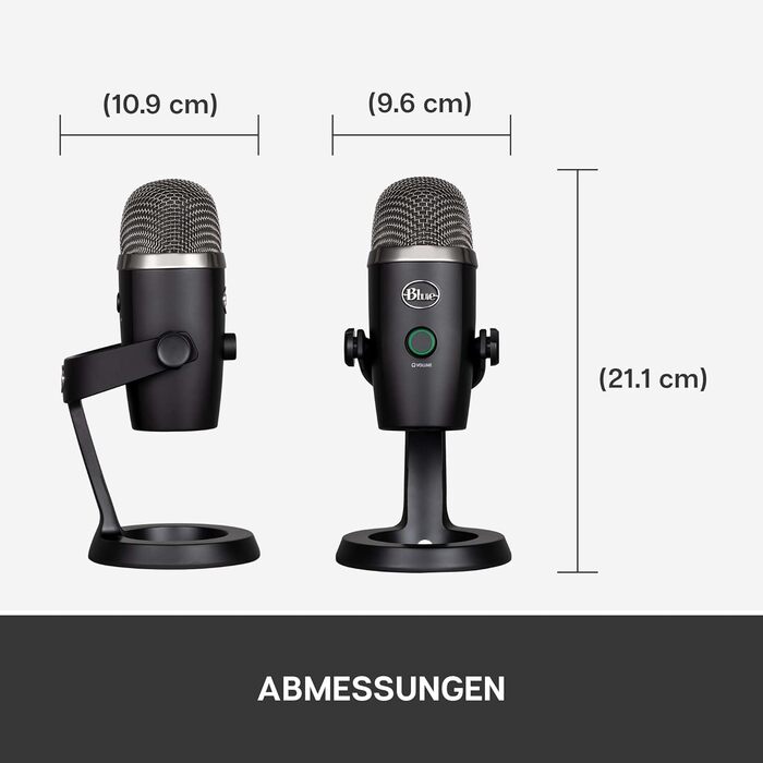 Blue Yeti Nano – Преміум USB-мікрофон для запису, стрімінгу, геймінгу та подкастів (PC/Mac). З Blue VO!CE, кардіоїдна та всеспрямована характеристика, чорний
