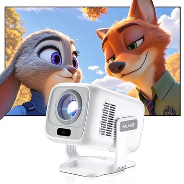 Mini проєктор Salange 2026,8K з Android, WiFi 6, Bluetooth 5.4, авто-корекція Keystone, портативний, для дому та на вулицю, 270° обертання, білий (Sala260max)