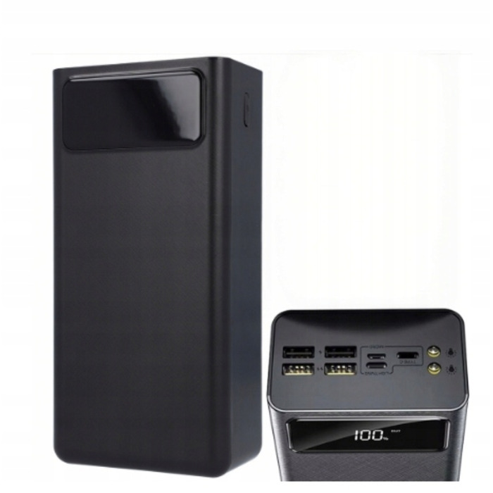 Потужний павербанк 50 000 мАг з LED-дисплеєм, USB-C, Lightning та 4 USB-портами: швидка зарядка 3 пристроїв одночасно