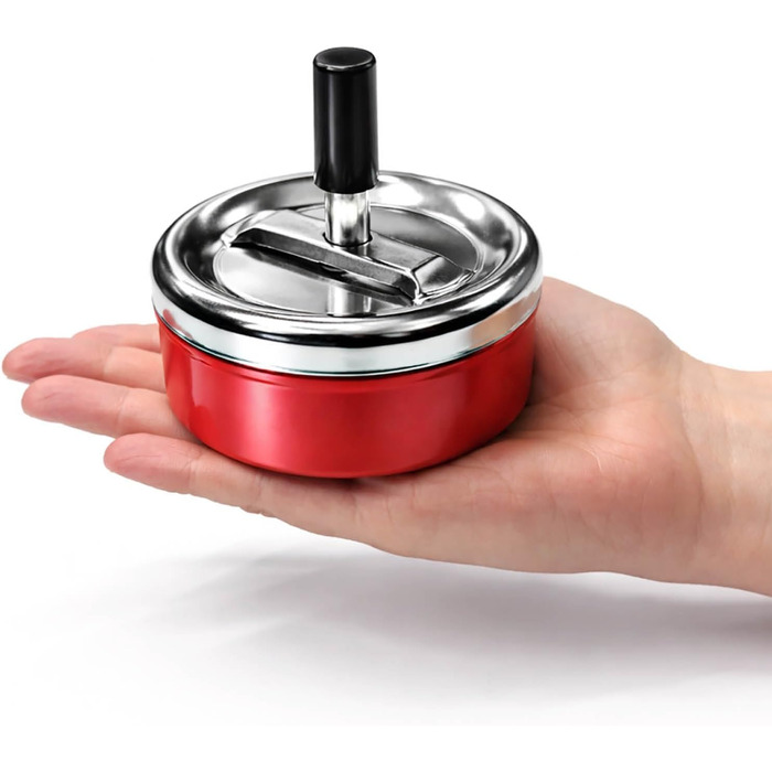 Попільничка металева com-four® 6x з нержавіючої сталі, Windaschenbecher, Ø 11 см, знімний ковпак, 2 шт., червона