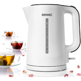Електричний чайник Duronic EK30 BK: 3000 Вт, регулювання температури, 1.5 л, антикальк-фільтр, LED-дисплей, функція підтримання тепла, швидкий нагрів, чорний/білий