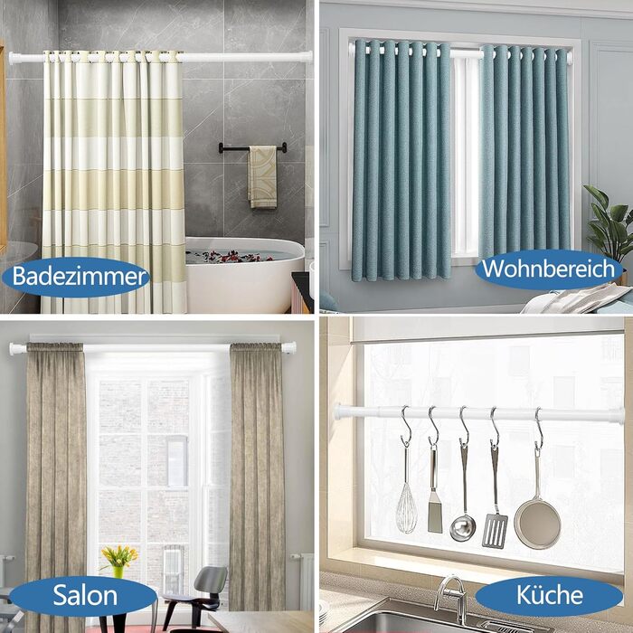 Штанга для душу без свердління 73-224 см, біла. Розсувна штанга для ванної кімнати, душу, вітальні.