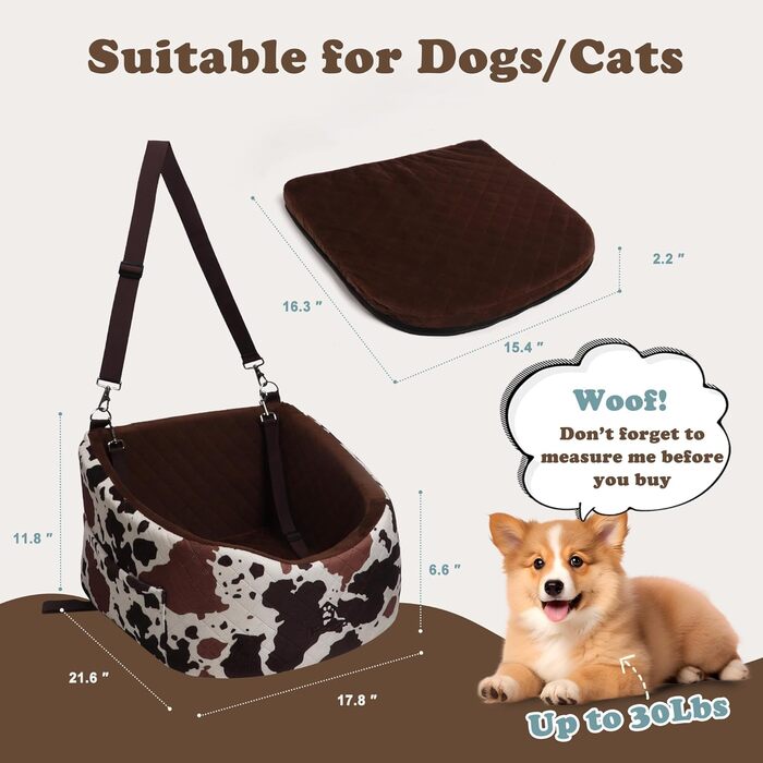 Автокрісло для собак iPetba - безпечне та зручне автокрісло для маленьких собак, захист від зіткнень, антиковзаюча поверхня, захист салону авто, знімне та миється, зелено-коричневе