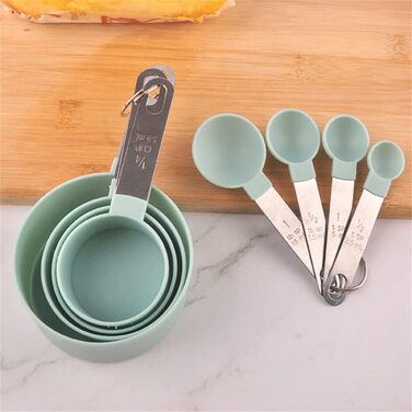 8-Piece Set of Measuring Cups and Spoons, Kitchen Measuring Spoons, Measuring Tools for Cooking and Baking, Durable PP (Color: C, Size: as shown)