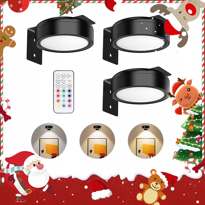 Набір із 3 магнітних підсвіток для картин на батарейках, настінні світильники для картин