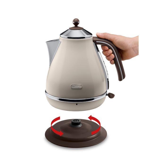 Електричний чайник De'Longhi KBOV 2001.BG, 2000 Вт, 1,7 л, бежевий/коричневий