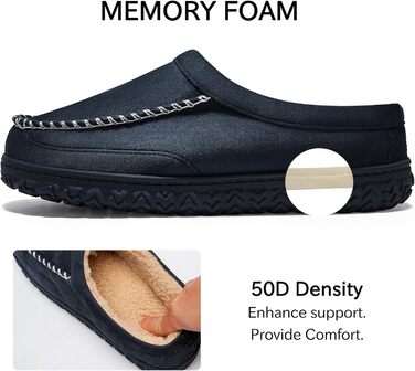 Чоловічі тапочки Hausschuhe з піною Memory Foam, зимові мокасини, теплі сліпони, розмір 40-47, 42/43 EU, блакитні
