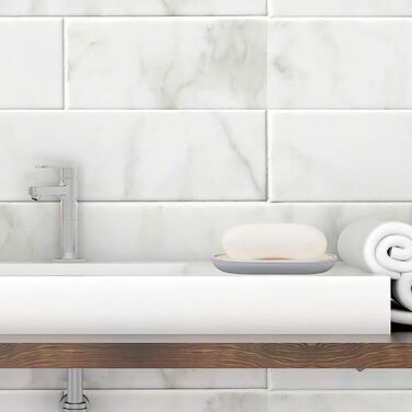 Набір для ванної кімнати MisFox з бамбука (6 предметів): дозатор для лосьйону, сміттєвий контейнер, тримач для зубних щіток, стаканчик для зубної пасти, щітка для туалету, мильниця (білий)