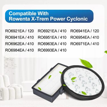 Фільтри для пилососа Rowenta X-Trem Power Cyclonic (2 шт.), замінні, сумісні з моделями RO69xx