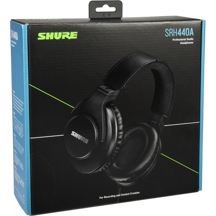 Навушники Shure SRH440A Over-Ear для моніторингу та запису, професійні студійного класу, розширений частотний діапазон (2022)